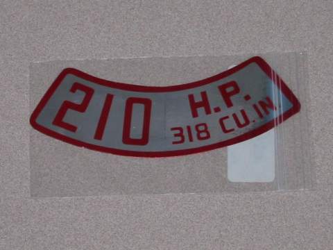 Air Cleaner Decal, TK 318 CU 210 HP Air Cleaner Decal