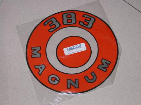 Air Cleaner Decal, Dodge Magnum 383 Air Cleaner Decal - Orange - DODGE