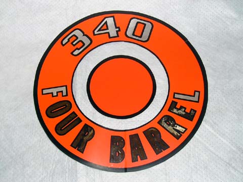 Air Cleaner Decal - 340 4bbl - Orange