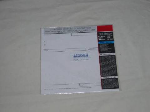 Early - Chrysler/Plymouth/Dodge - Window Price Sticker