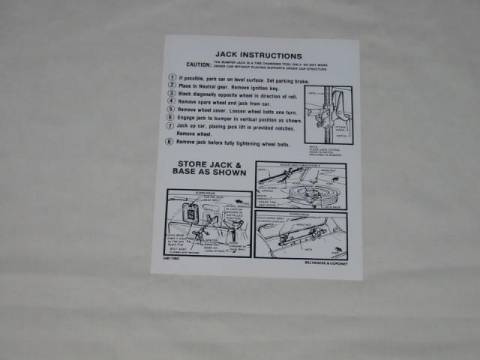 Jack instruction Decal - Original Chrysler part #2461 136G(all)