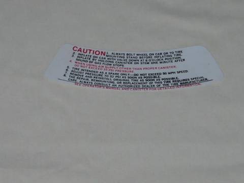 Space saver tire warning decal-Goodyear