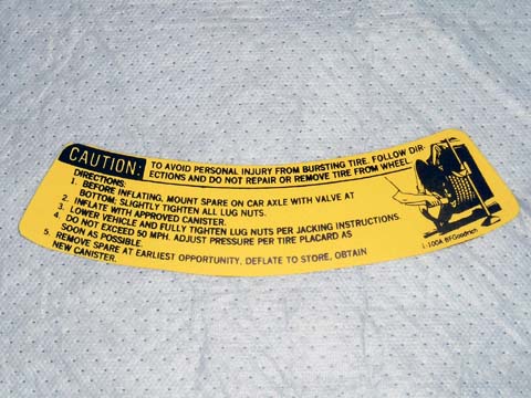 Space saver tire warning decal-Goodrich