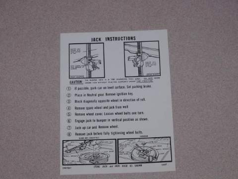 Jack instruction Decal - original Chrysler part #2467 967 (all)