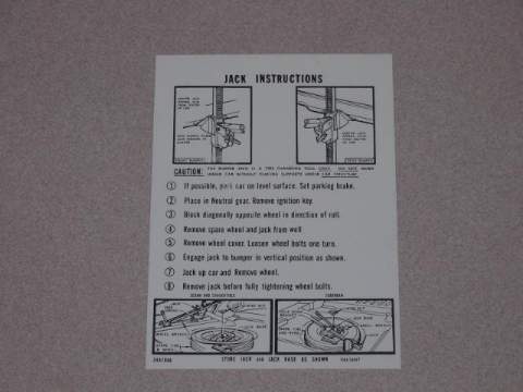 Jack instruction Decal - Chrysler original part #2467 966