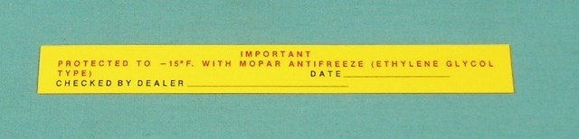Antifreeze Protected Decal (Chry/Imp)