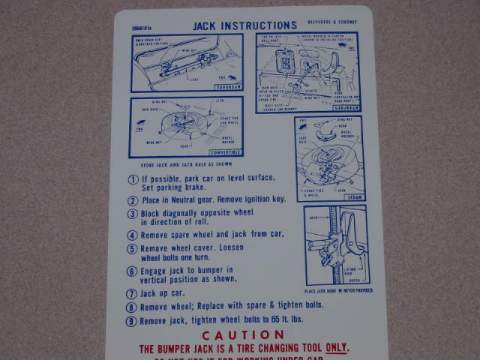 Jack instruction decal - Original Chrysler part #2856 101A