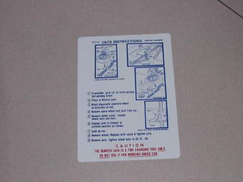 Jack instruction Decal - Original Chrysler part #2931 181