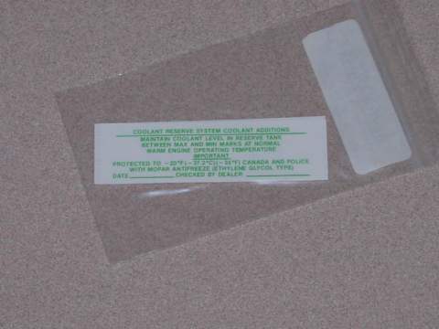 Coolant Reserve System Addition - white/green