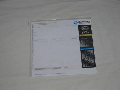 Chrysler/Plymouth/Dodge - Window Price Sticker