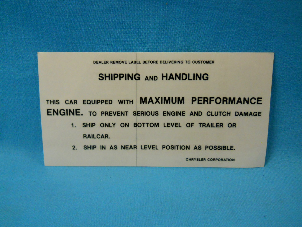 Max wedge windshield shipping decal