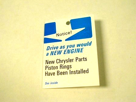 Engine break in tag (All makes)