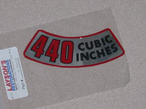 Air Cleaner Decal, 440 Cubic Inches Air Cleaner Decal