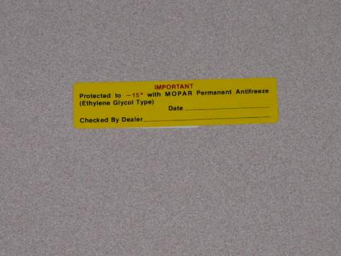 Important Antifreeze Decal Yellow/Black/Red