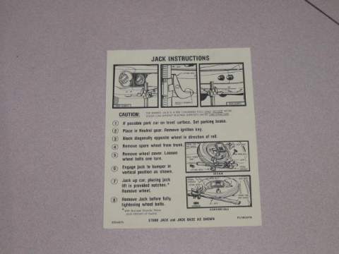 Plymouth Jack instruction (all) - Original Chrysler parts #2204 075