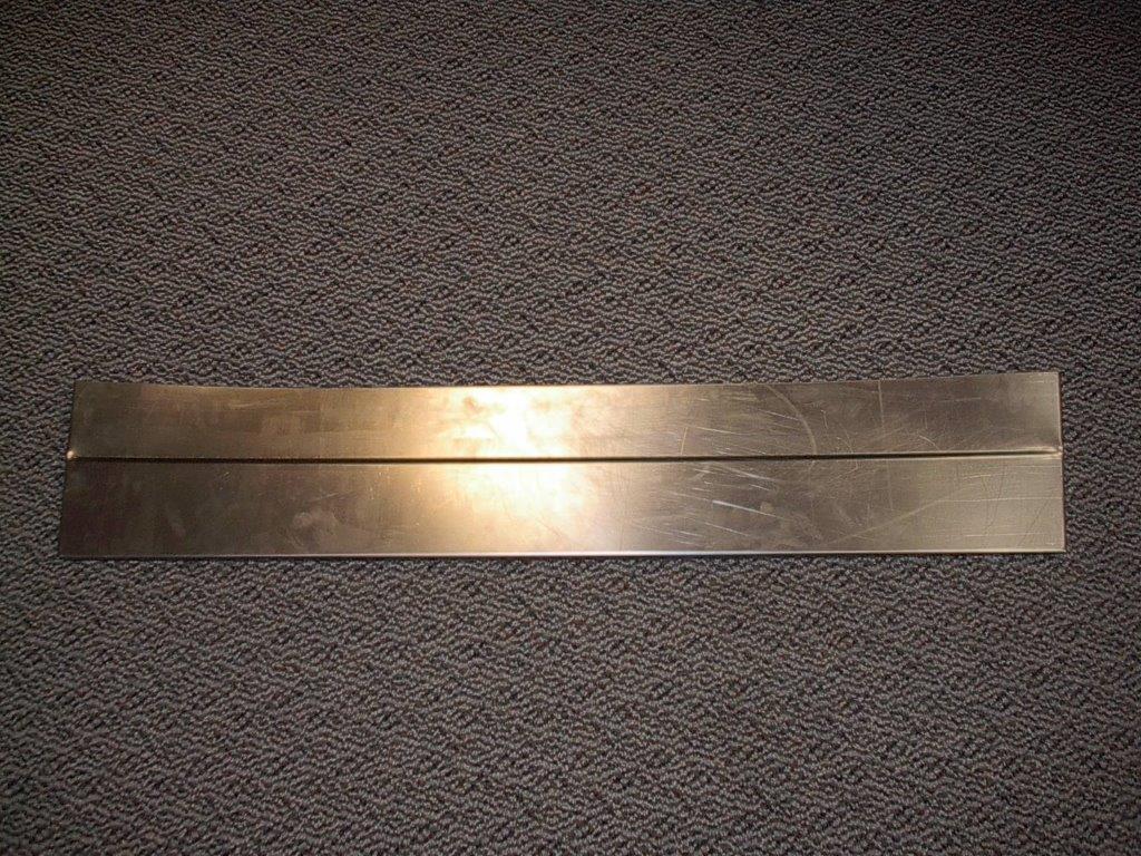 Drivers side door skin patch panel - Measure 49" long by 9 1/2" tall. These are the entire length of the lower portion of the door - just below the body line in the door.  Great fix for those holes on the bottom front and rear of the doors...
