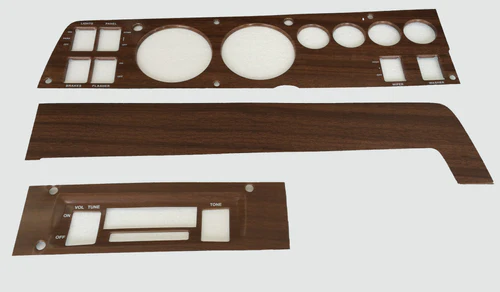 Woodgrain Ralley Dash bezel set for A/C cars wtih AM/FM radio (3 piece kit) - discount exempt
