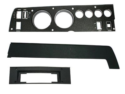 Black Dash bezel set for A/C cars with 8 Track radio bezel (3 piece kit)