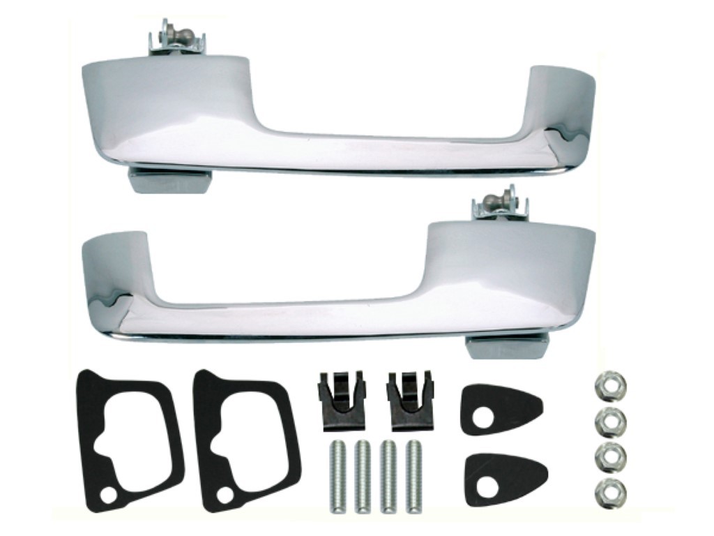 Exterior Door Handles - Pair - Includes the hardware, chrome button and door handle gaskets - reproductions