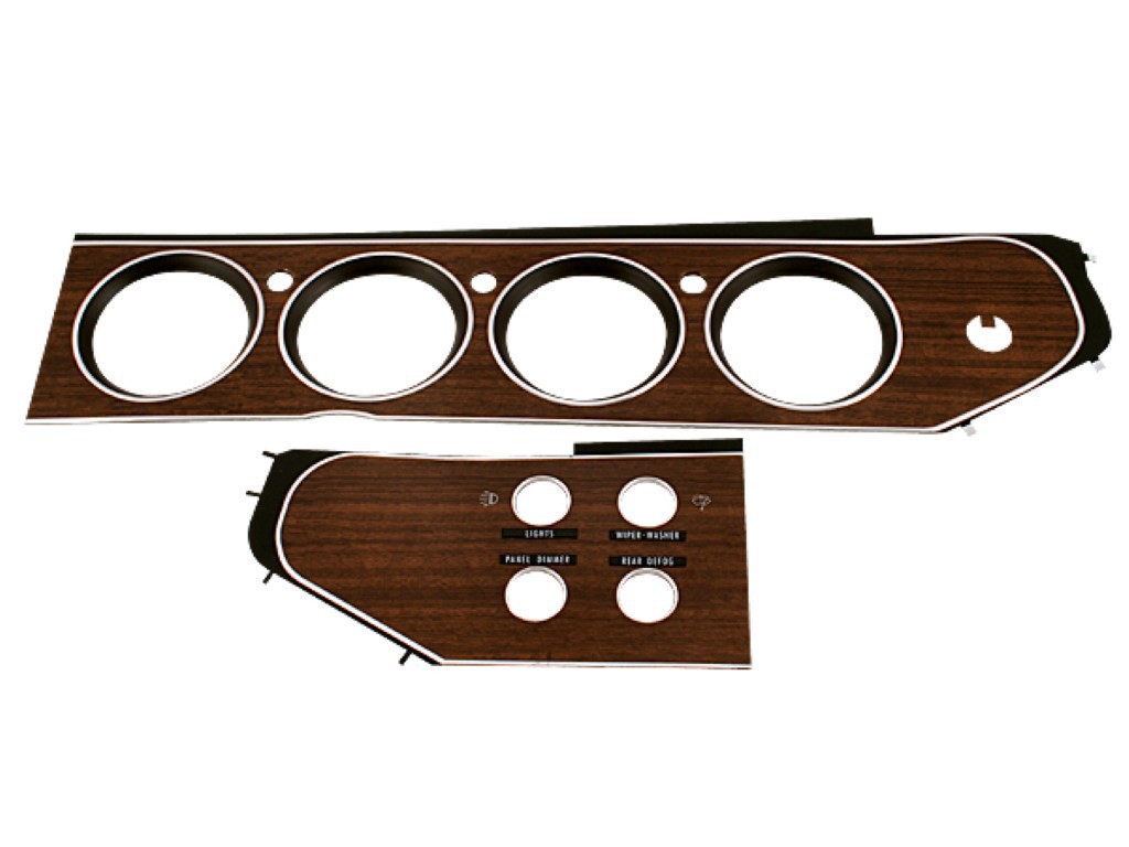 Rally Dash Gauge bezel with 4 switches REAR DEFOG bezel (woodgrain) - Discount exempt