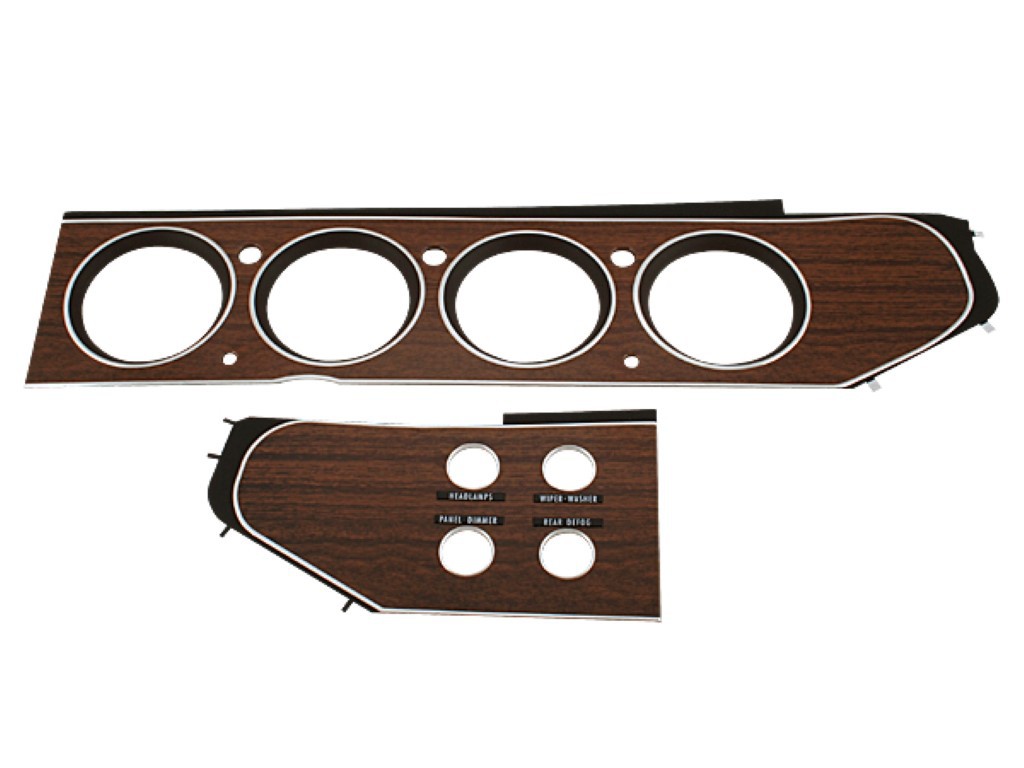 Rally Dash Gauge Bezel with 4 switches REAR DEFOG bezel (woodgrain) - discount exempt