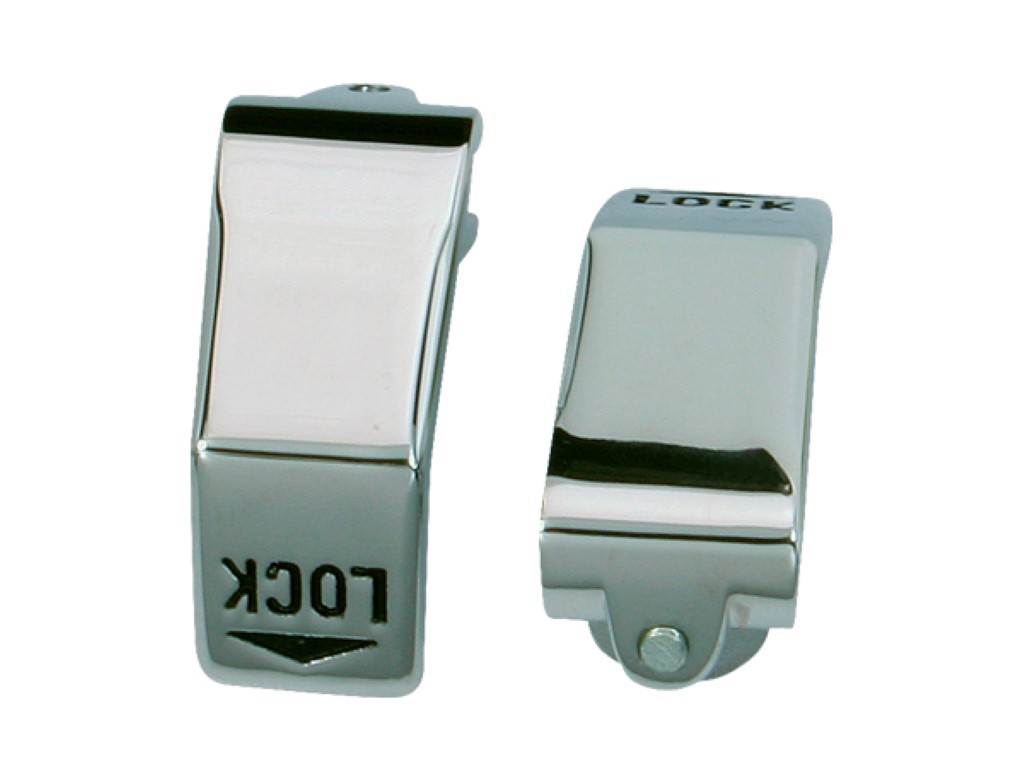 Inside Door Lock Levers says “Lock” – chrome (pair) - discount exempt