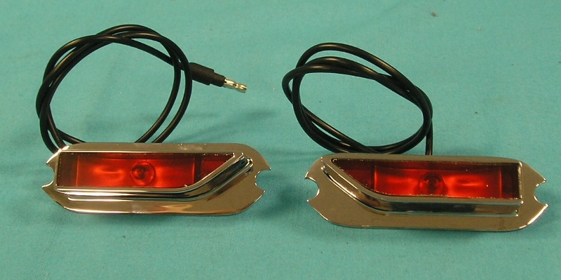 HOOD MOUNTED TURN SIGNAL INDICATORS. NEW HOUSINGS, TRIPLE PLATED CHROME, NEW LENSES, NEW WIRES AND BULBS. - PLYMOUTHS (set) - DIscount Exempt