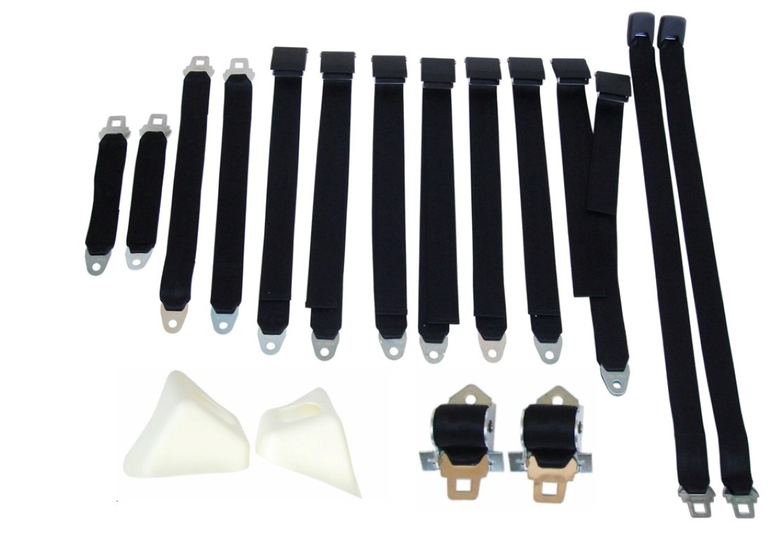 Seat Belts Bench Seats <B>Please Note:</B>  These seat belts have not been tested for SAE standards like originals – meant for show only.  IF using a belt for safety issues – refer to “Close to Concourse Reproductions” since those have been SAE tested to original spec.(discount exempt)