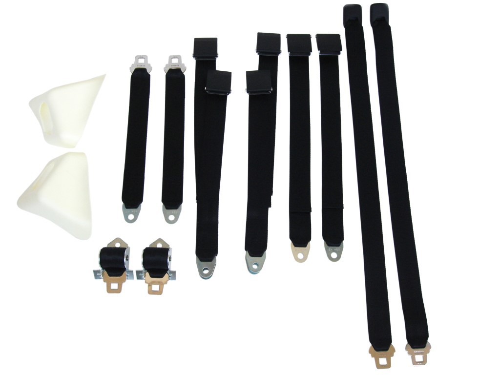 Seat Belts Bucket Seats <B>Please Note:</B>  These seat belts have not been tested for SAE standards like originals – meant for show only.  IF using a belt for safety issues – refer to “Close to Concourse Reproductions” since those have been SAE tested to original spec. (discount exempt)