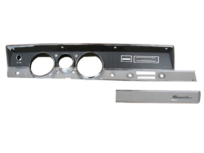 Barracuda Non-A/C instrument bezel - non woodgrain WITH glovebox bezel.  Glovebox bezel can be purchased separately. - discount exempt
Note:  Bezel does NOT come with any lenses - that includes indicator lenses as well.