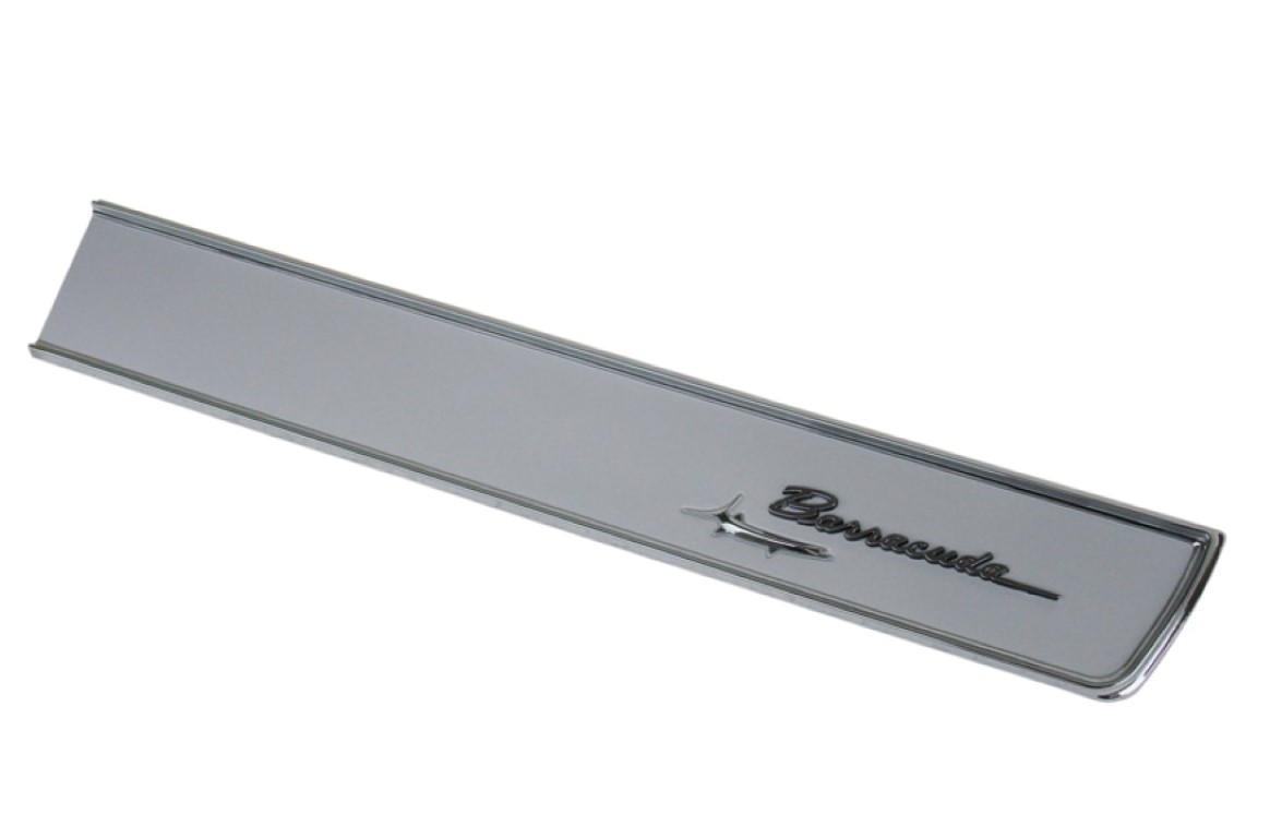 Glove Box Bezel (with Barracuda emblem) Silver Painted only - Discount exempt