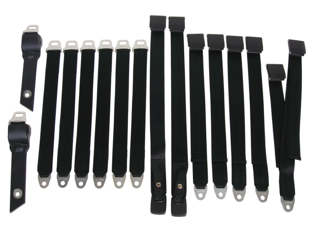 Seat Belts Bench Seats <B>Please Note:</B>  These seat belts have not been tested for SAE standards like originals – meant for show only.  IF using a belt for safety issues – refer to “Close to Concourse Reproductions” since those have been SAE tested to original spec.(discount exempt)