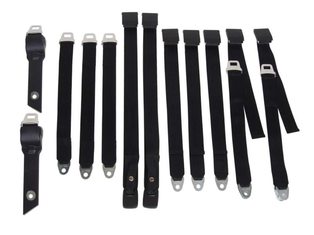 Seat Belts Bucket Seats  <B>Please Note:</B>  These seat belts have not been tested for SAE standards like originals – meant for show only.  IF using a belt for safety issues – refer to “Close to Concourse Reproductions” since those have been SAE tested to original spec. (discount exempt)