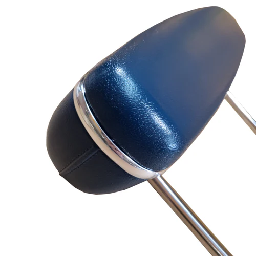 1968-70 A, B and C-Body Headrests (blue) - Bench, Pair New reproduction headrests for your Mopar. New moulded headrest come with chrome accent bands and gaskets installed. These are made to order and can take 3-4 Weeks - discount exempt