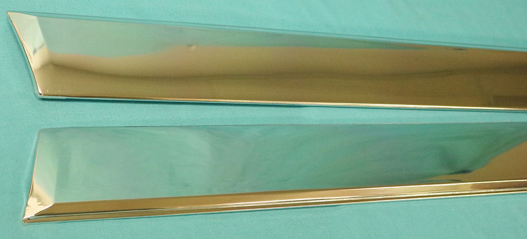Rocker mldgs (pair) - PLYMOUTHS. If you need clips, order #RS-663S.  These are the wider mldg's aprox. 4" tall. - discount exempt