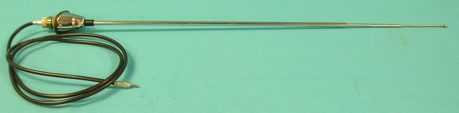 Antenna Package - New reproduction with mast, cable, chrome mount, mount seal and chrome nut.  (discount exempt) 1966 year for Dodge Dart only - not Plymouth.