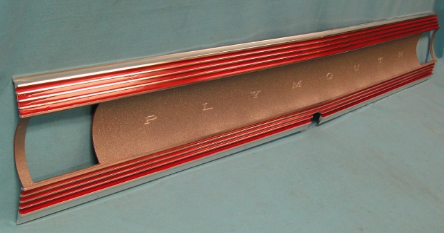 Trunk Finish Panel (Dark Argent) - This panel has one issue with them - the painting may have any one of the following issues from panel to panel.  Slight overspray issues of red into silver center, red paint edge lines may not be clean and sharp but blead into chrome area requiring some hand on micro cleanup of this edge.