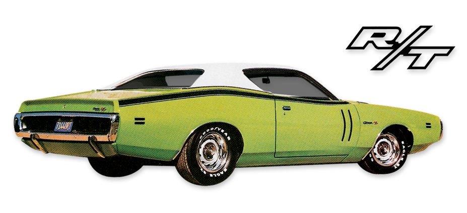 Sides & Cowl Stripe Kit. (Incl. Small "R/T" Hood Decal & 4 Vert. Door Stripes). Matte Black