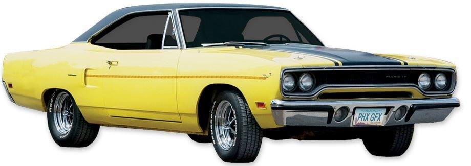 Reflective Gold "Dust Trail" Stripe Kit (with deck lid stripe, Logo & Birds) (Deck Lid Colors: Reflective Black) Reflective Black.  <b> GLOSS BLACK ALSO AVAILABLE </b>