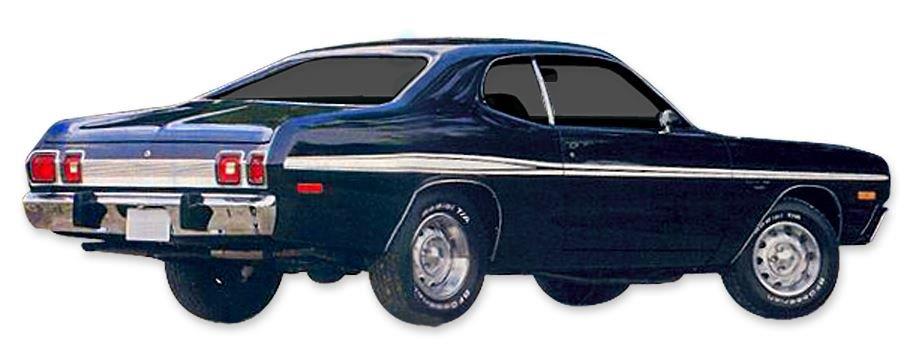 Dart Sport sides & tail panel stripe kit (Mid-Body Longitudinal).Black.  This kit includes:  (2) front fender stripes, (2) door stripes, (2) rear quarter panel stripes and (1) tail panel stripe.