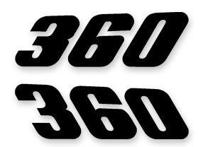 Decal - "360" Numbers (pair). Black