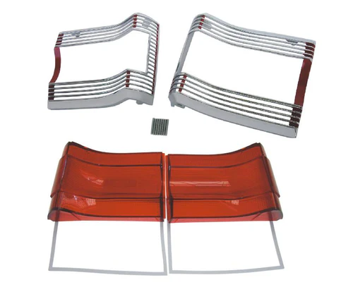 Pair of taillight Bezels and lenses - complete Assembly