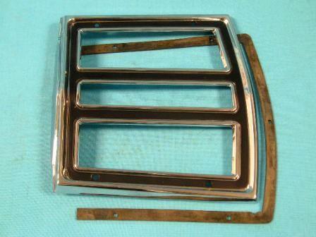 Passenger side Taillight bezel.  New reproduction - not pot-metal like originals but a 2 part alloy metal. (discount exempt).