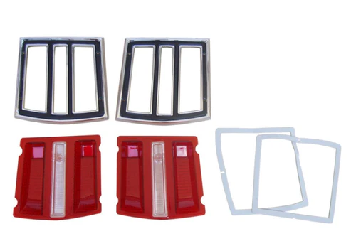 Taillight Bezel Assemblies - Pair  (both lenses, housings (or buckets) and outer chrome bezels)