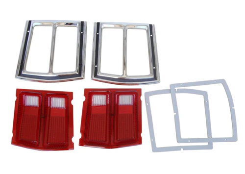 Pair of Taillight Bezel Assemblies

consists of #RD-69DDRP (Pair) with gaskets and #69D-LT and #69D-RT with gaskets and #343-42670, # 373-42669 buckets.