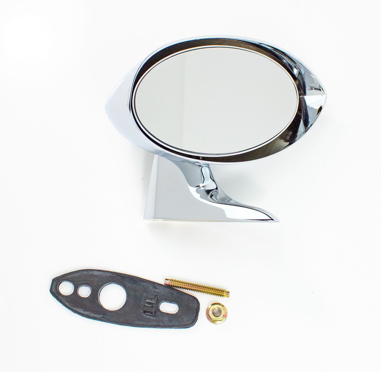 Rally Side View Mirrors  - Manual Style - Passenger Side Rallye side view mirror with posts - Chrome version. (discount exempt)