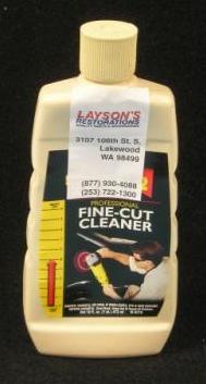 <b>Fine-Cut Cleaner:</b>  A mildly abrasive cleaner that removes fine surface defects including light oxidation, stains, scratches, swirls and fresh water spots.  Buffered abrasives remove defects without scouring the finish.  Safe for use in the paint shop.  <i>Fine-Cut Cleaner - 16-ounce</i>