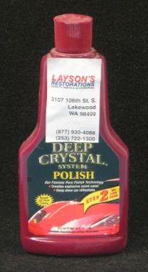 Step 2 - Deep Crystal Polish  -  Deep Crystal polish is a pure polish specially formulated for dark colored cars.  The sole purpose of a pure polish is to create a dazzling, high gloss finish.  It does thi by conditioning and nourishing the paint, making dark colors darker and reflections deeper and more clear.  It is that extra step necessary to create the ultimate, wet-look show car shine.  16-oz. Liquid
