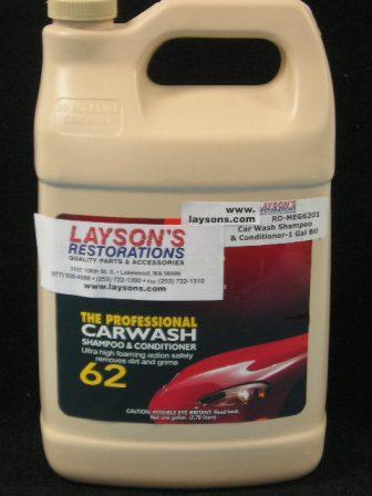 <b>Car Wash Shampoo & Conditioner:</b>  Ultra high foaming, non-streaking, pH balanced formula.  Free-rinsing conditioning agents and paint nutrients provide sparkling streak-free results.  The ideal product to safely maintain any vehicle after it's been waxed and detailed.  Safe for use in the paint shop.  <i>1 gallon</i>