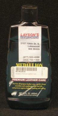 <b>Medallion Premium Leather Care:</b>  A rich lotion to clean, restore, and protect leather in one easy step.  Restores finish without changing the color.  Retains the natural look, feel, and smell of fine leather.  Leaves leather soft, supple, and naturally luxurious.